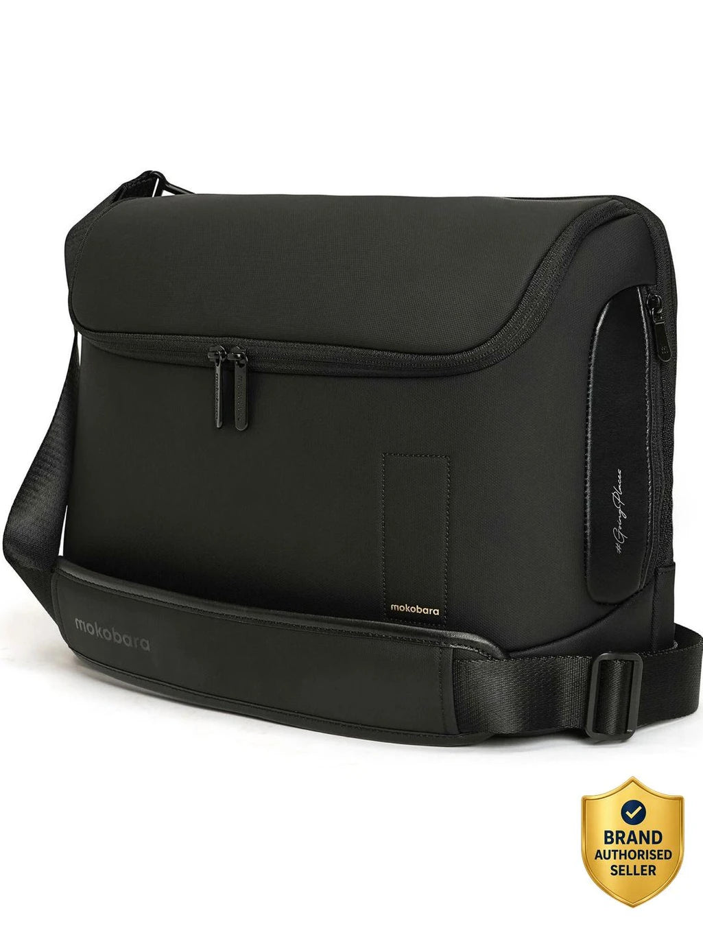 Mokobara Men & Women Black Messenger Bag