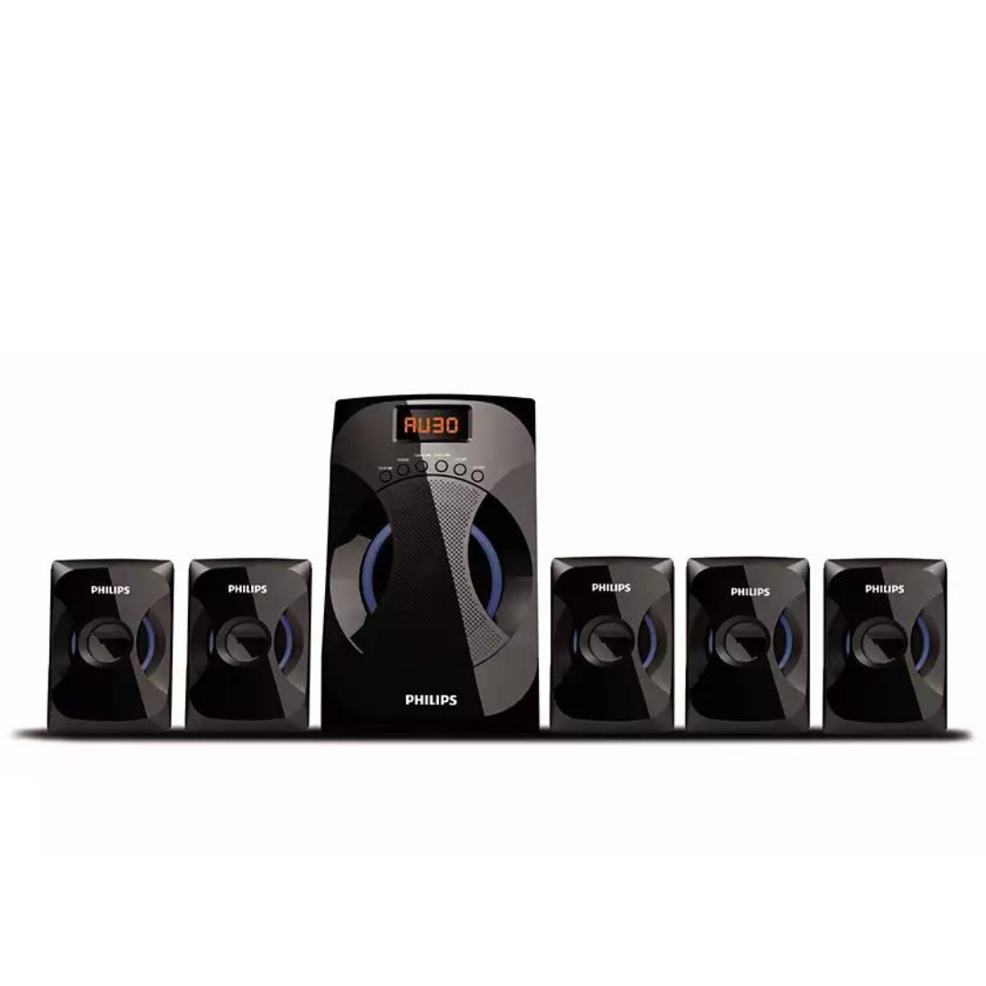 Philips Audio TAV7477 4.1 Channel 75W Bluetooth Multimedia Speaker System with 2x15W & 2x5W Satellite Speakers, Multi-Connectivity Option with Supporting USB, AUX, FM & Remote Control (Black)