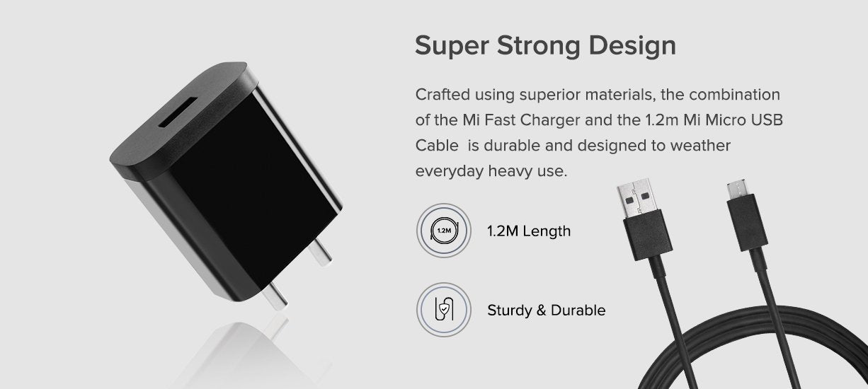 Mi 10W Fast Charger combo for Mi,Redmi,Xiomi devices (MicroUSB - Cable Included)